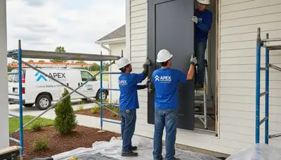 Door installation with durable vinyl siding in Oklahoma City, OK by Next Level Exteriors