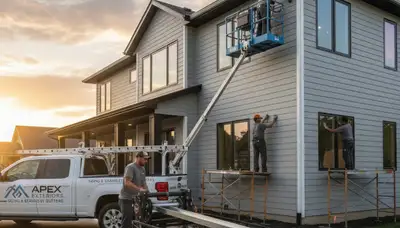 Seamless gutter installation on vinyl siding home in Oklahoma City, OK by Next Level Exteriors