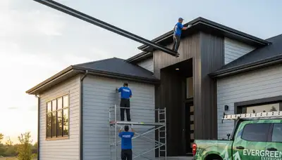 Seamless gutters installed on a vinyl-siding home in Oklahoma City, OK by Next Level Exteriors