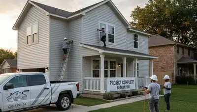 Vinyl siding installation on suburban home in Oklahoma City OK by local exterior remodeling experts