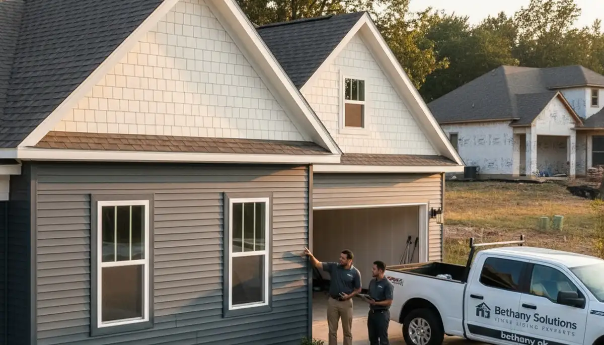 Vinyl siding installation on residential home in Oklahoma City OK by local siding contractors