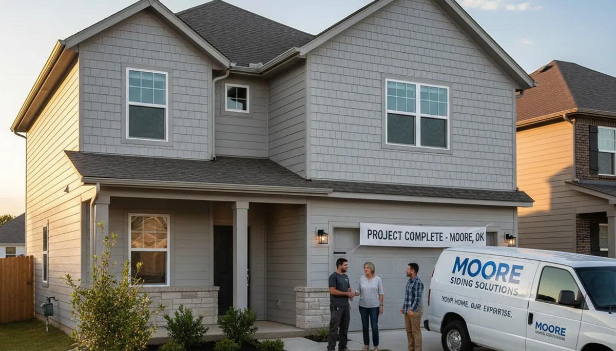 Professional vinyl siding installation on home exterior in Oklahoma City, OK