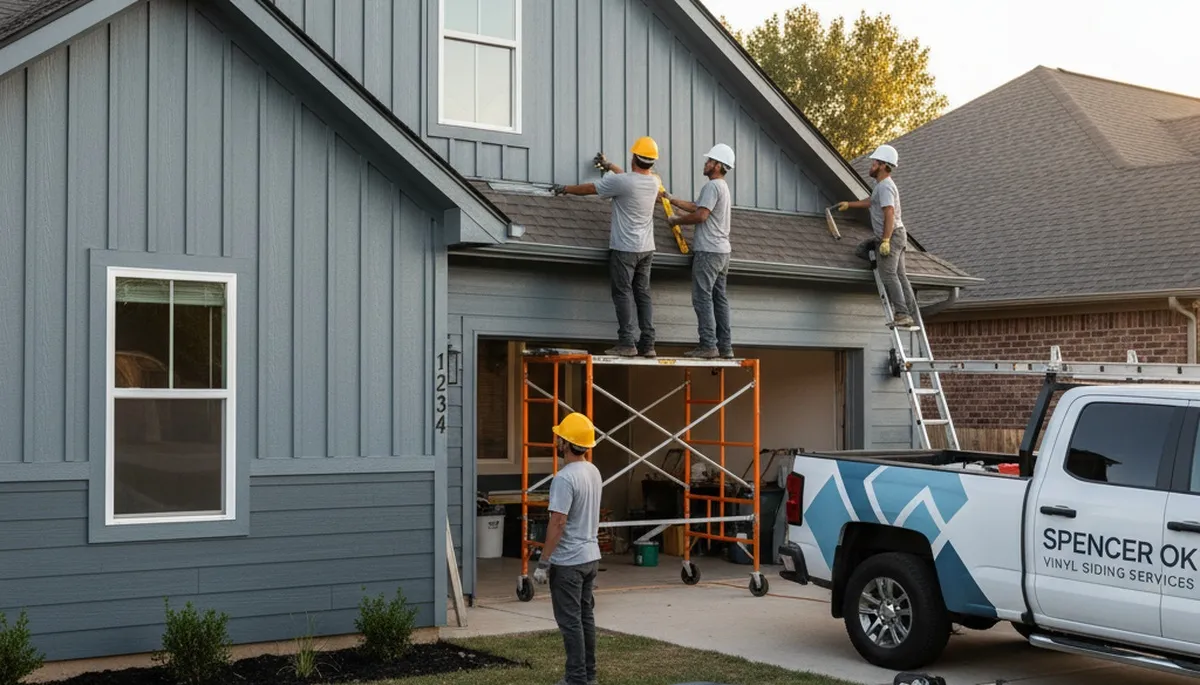 Vinyl siding installation on residential home in Oklahoma City OK by local siding contractors